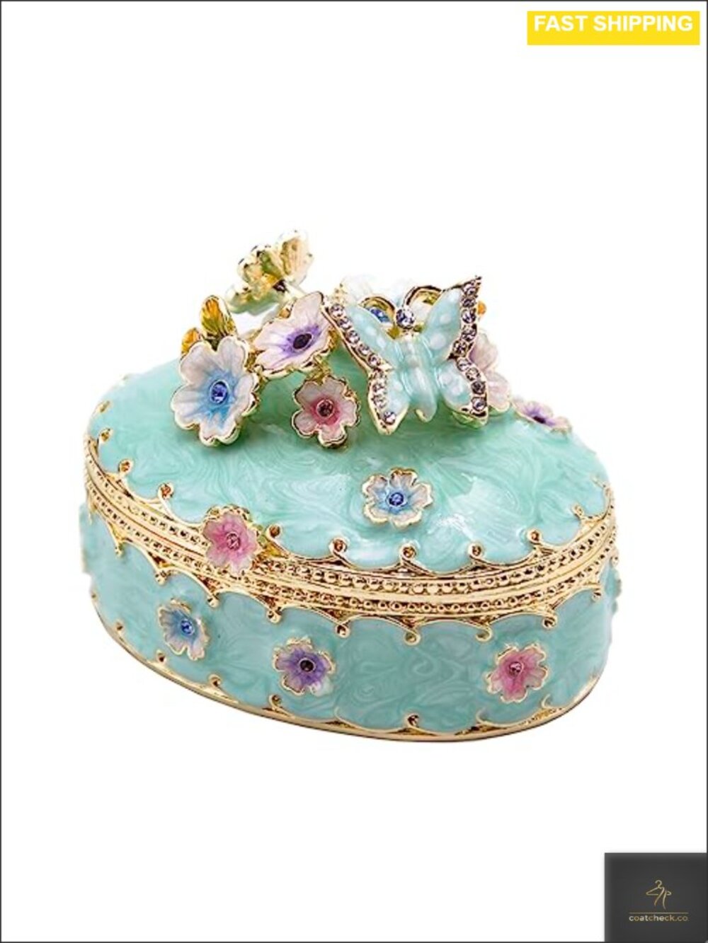 Vintage Style Jewelry Trinket Box Zinc Alloy Rhinestone Organizer Gift